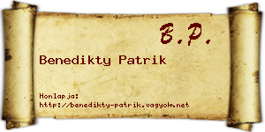 Benedikty Patrik névjegykártya